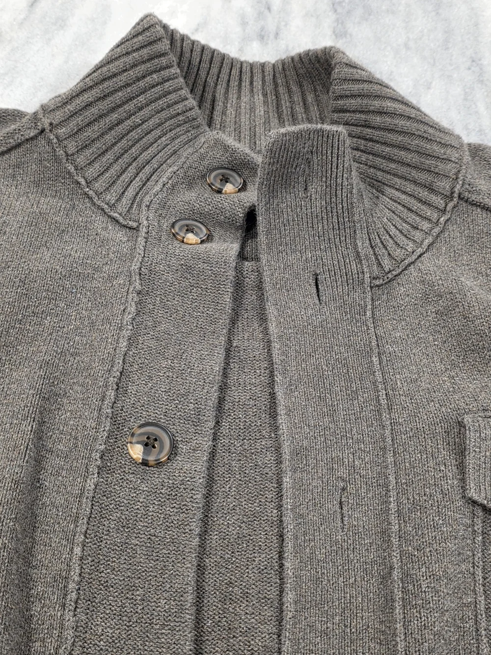 (L) Men's Banana Republic Cardigan Sweater Button-Up Gray 100% Cotton Large